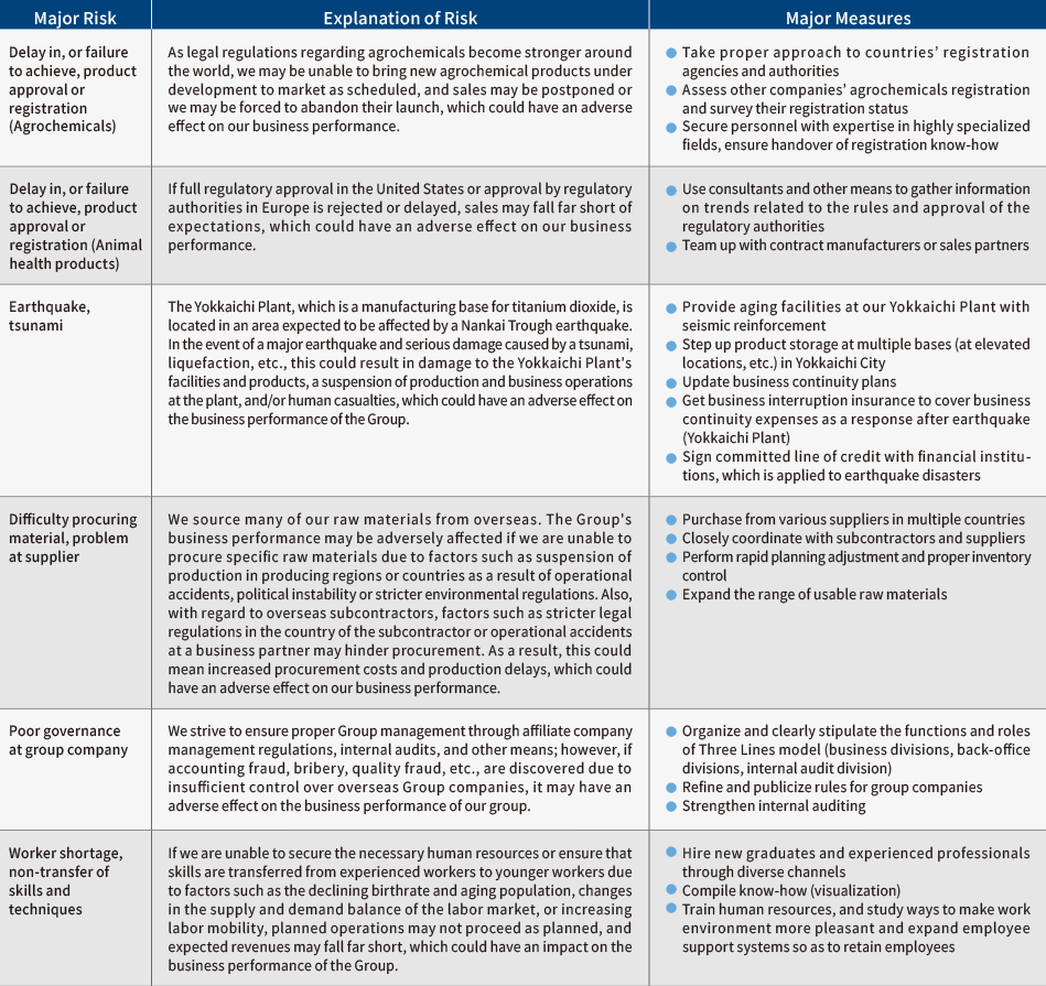 Table: High Priority Risk